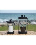 2 schwarze Bondi-Laternen aus Stahl und Glas