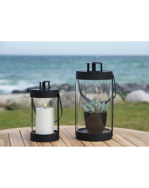 2 schwarze Bondi-Laternen aus Stahl und Glas