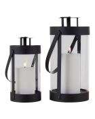 2 schwarze Bondi-Laternen aus Stahl und Glas
