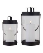 2 schwarze Bondi-Laternen aus Stahl und Glas