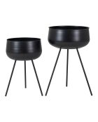 2 Pots de fleurs en acier Ardola noirs