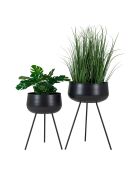 2 Pots de fleurs en acier Ardola noirs