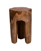 Tabouret en teck avec 3 pieds naturel - 26x26x40 cm