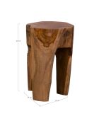 Tabouret en teck avec 3 pieds naturel - 26x26x40 cm