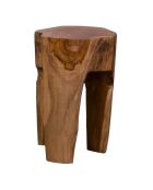 Tabouret en teck avec 3 pieds naturel - 26x26x40 cm