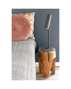 Tabouret en teck avec 3 pieds naturel - 26x26x40 cm