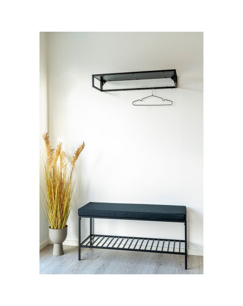 Banc avec coussin et tablette Vita noir - 36x100x48.5 cm