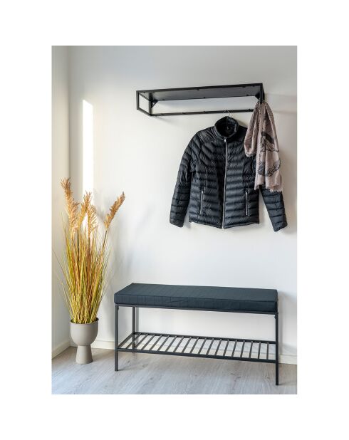 Banc avec coussin et tablette Vita noir - 36x100x48.5 cm