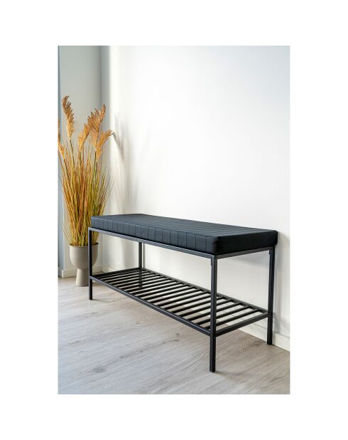 Banc avec coussin et tablette Vita noir - 36x100x48.5 cm