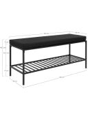 Banc avec coussin et tablette Vita noir - 36x100x48.5 cm