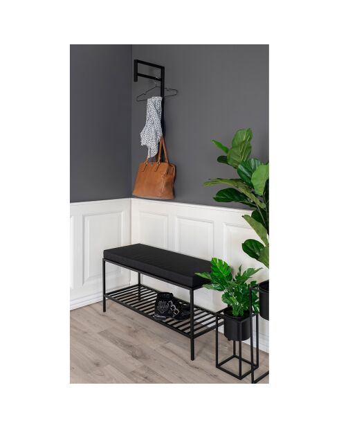 Banc avec coussin et tablette Vita noir - 36x100x48.5 cm