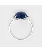 Bague Bermudes Nouvelles Diamants 0.08 ct & Saphir 4.90 cts or blanc