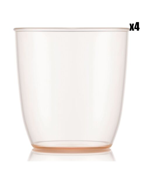 4 Gobelets Kvadrant rose/transparent - 0.2L