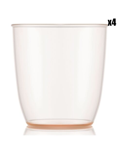 4 Gobelets Kvadrant rose/transparent - 0.35L