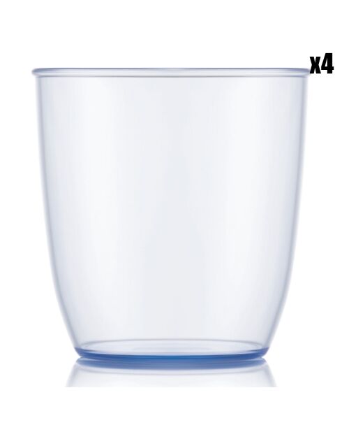 4 Gobelets Kvadrant bleu/transparent  - 0.35L