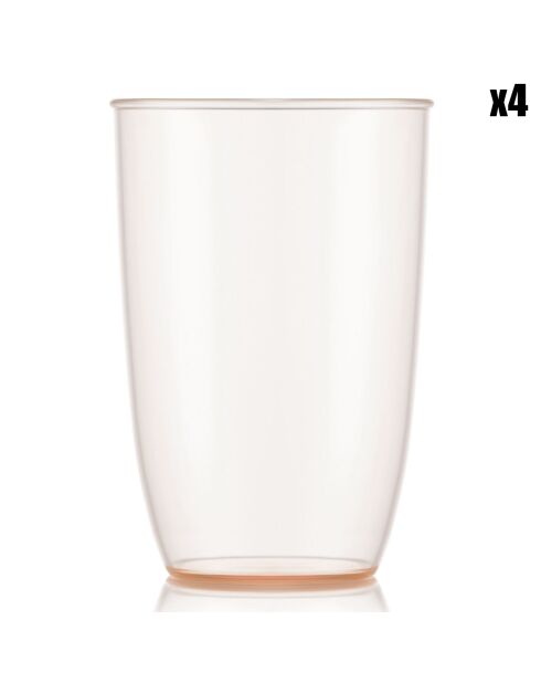 4 Gobelets Kvadrant rose/transparent - 0.5L