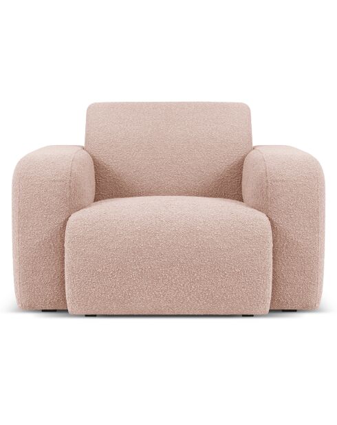 Fauteuil Bouclé Lola rose poudré - 105x95x72 cm