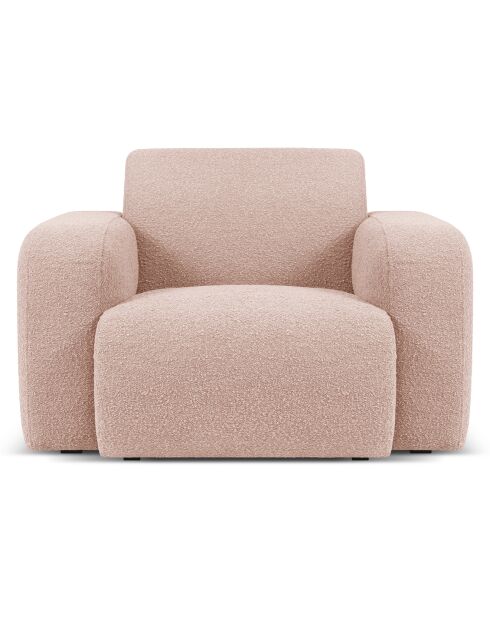 Fauteuil Bouclé Lola rose poudré - 105x95x72 cm