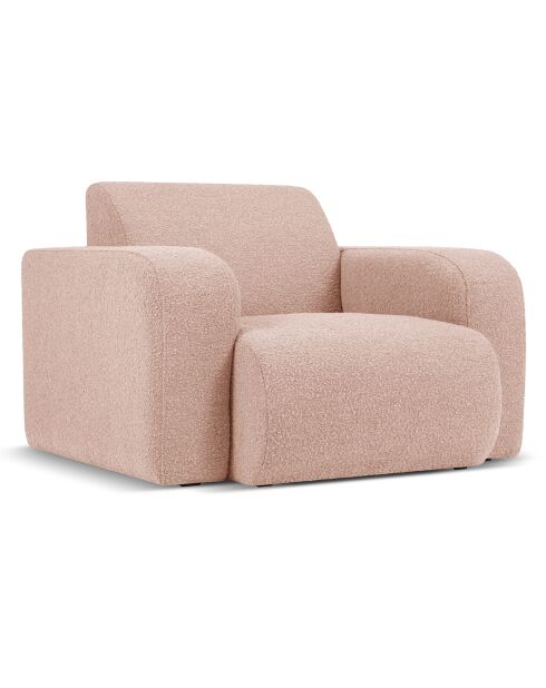 Fauteuil Bouclé Lola rose poudré - 105x95x72 cm