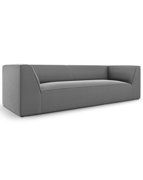 Canapé Velours Sao 3 Places gris - 232x92x69 cm