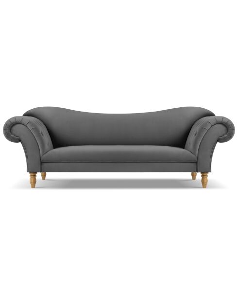 Canapé Velours Juno 3 Places gris foncé - 236x96x86 cm