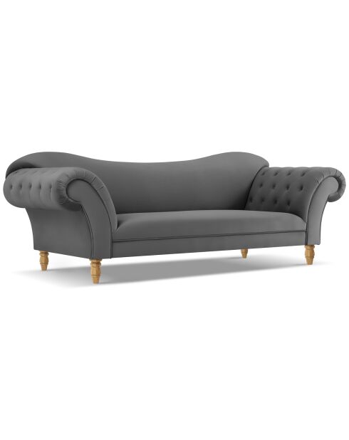 Canapé Velours Juno 3 Places gris foncé - 236x96x86 cm