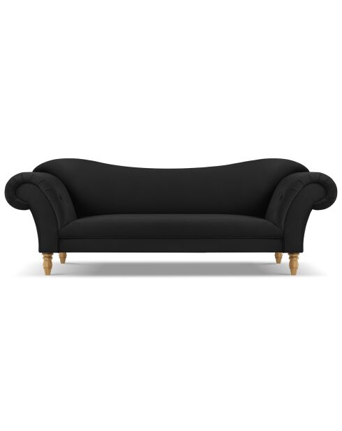 Canapé Velours Juno 3 Places noir - 236x96x86 cm