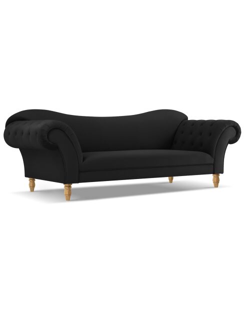 Canapé Velours Juno 3 Places noir - 236x96x86 cm