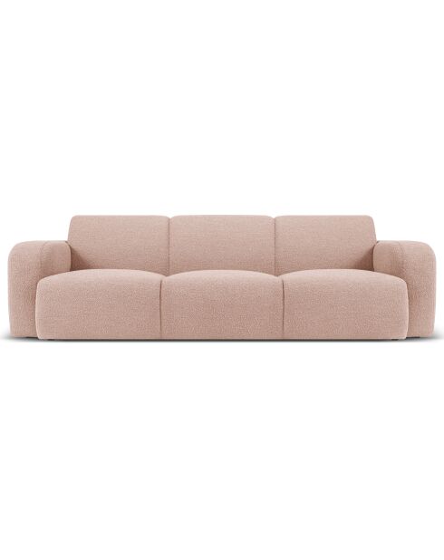 Canapé Bouclé Lola 3 Places rose poudré - 235x95x72 cm