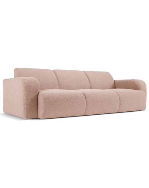 Canapé Bouclé Lola 3 Places rose poudré - 235x95x72 cm