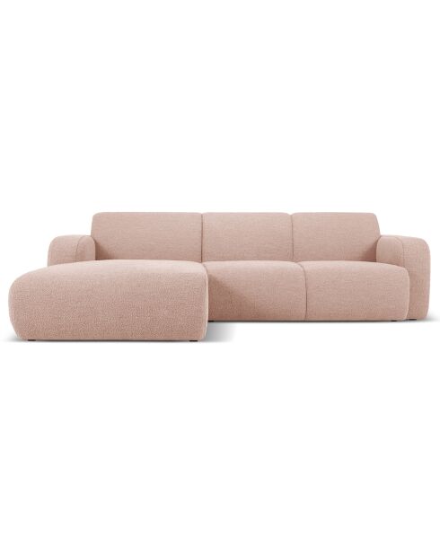 Canapé Bouclé d'angle Gauche Lola 4 Places rose poudré - 250x170x72 cm