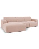 Canapé Bouclé d'angle Gauche Lola 4 Places rose poudré - 250x170x72 cm