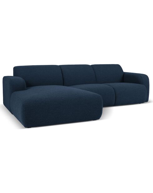 Canapé Bouclé d'angle Gauche Lola 4 Places bleu foncé - 250x170x72 cm