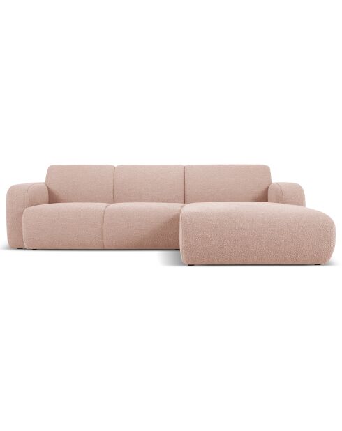 Canapé Bouclé d'angle Droit Lola 4 Places rose poudré - 250x170x72 cm