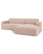 Canapé Bouclé d'angle Droit Lola 4 Places rose poudré - 250x170x72 cm