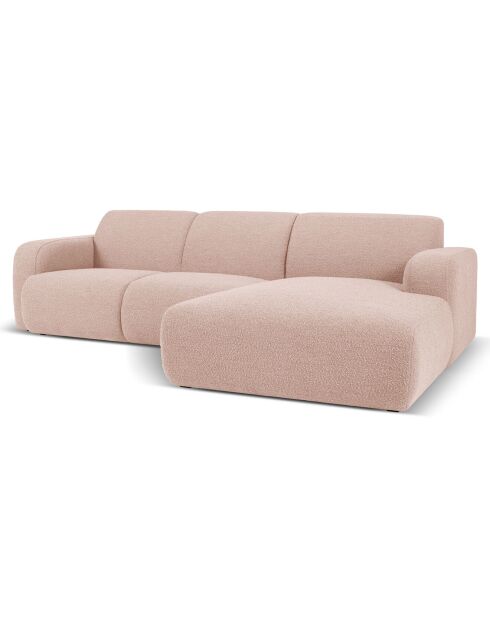 Canapé Bouclé d'angle Droit Lola 4 Places rose poudré - 250x170x72 cm