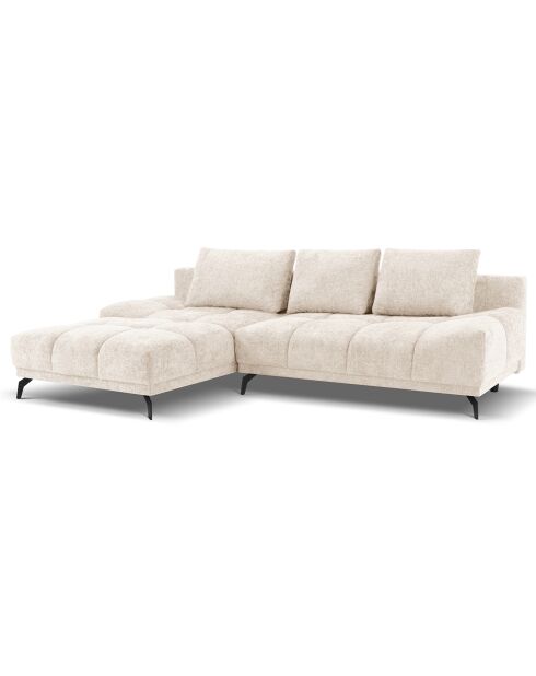 Canapé d'angle Gauche Convertible avec Coffre Cirrus 5 Places beige clair  - 290x182x90 cm