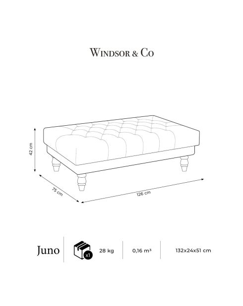 Banc Velours Juno bleu roi - 126x75x42 cm