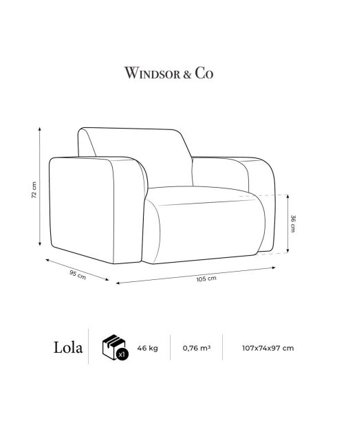 Fauteuil Bouclé Lola blanc - 105x95x72 cm