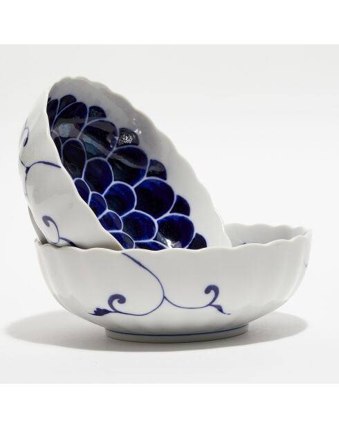 2 Saladiers en Porcelaine Lotus bleu/blanc - D.20 cm