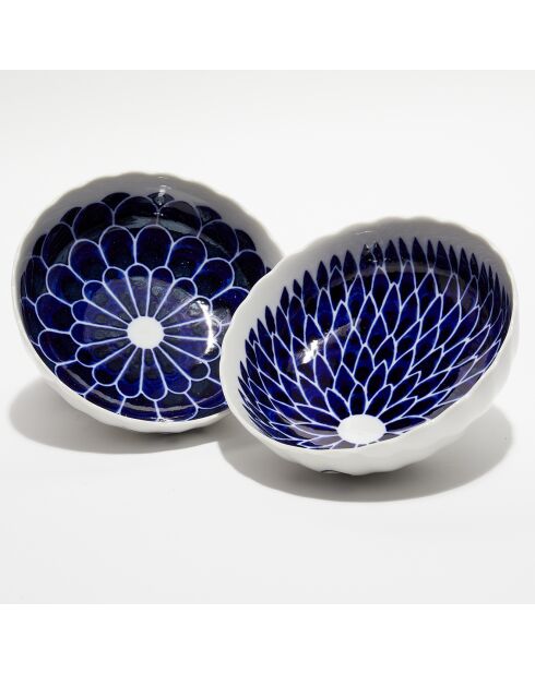 2 Saladiers en Porcelaine Lotus bleu/blanc - D.20 cm