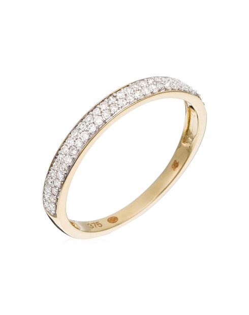 Bague Alliance Granité Diamants 0.2 ct or jaune