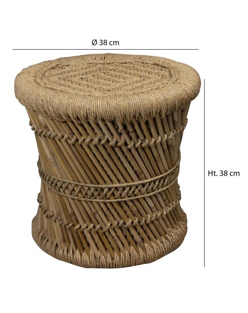 Table d'appoint en bambou tressé main zamzebe naturel - 38x38x38 cm