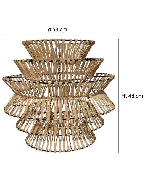 Cache ampoule en bambou tressée à la main ganon naturel - 51x51x46 cm