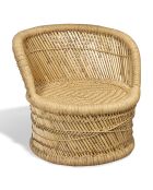 Fauteuil avec dossier bas en bambou tressé zamzebe naturel - D.59x57 cm