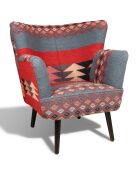 Fauteuil en kilim brodé à la main inca multicolore - 68x77.5x70 cm