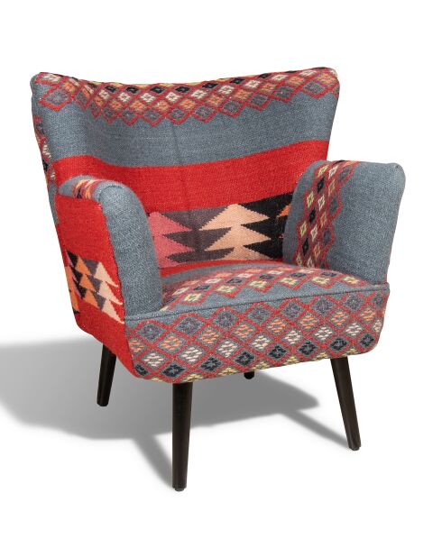 Fauteuil en kilim brodé à la main inca multicolore - 68x77.5x70 cm