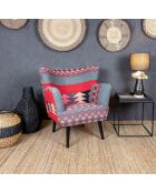 Fauteuil en kilim brodé à la main inca multicolore - 68x77.5x70 cm