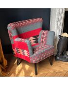 Fauteuil en kilim brodé à la main inca multicolore - 68x77.5x70 cm