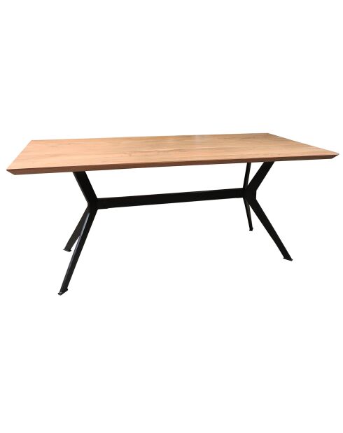 Table en bois d'acacia avec pied métal kayapo bois/noir -  180x90x76 cm